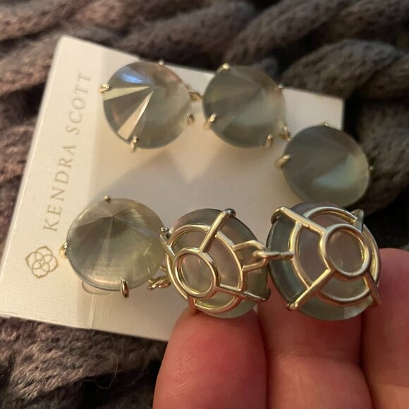 NWOT Kendra Scott Jolie Statement Earrings Gray Illusion Stones RV$158 - Picture 5 of 5